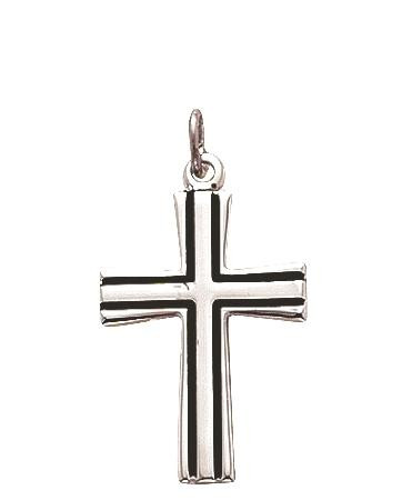 Boys Flared Antique Cross Necklace - Sterling Silver Pendant on 18