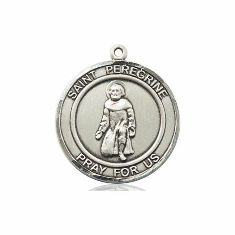 St Peregrine Medal - Sterling Silver Round Pendant 2 Sizes