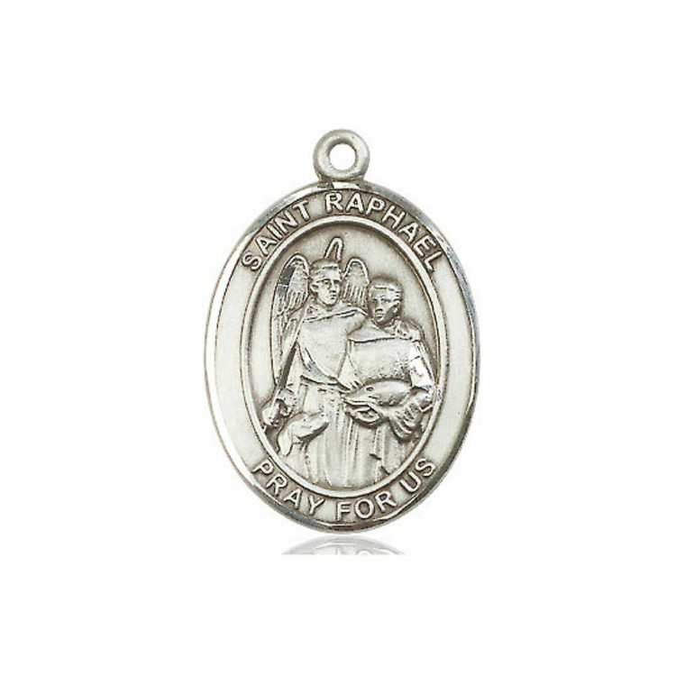 St Raphael Medal - Sterling Silver Oval Pendant 3 Sizes