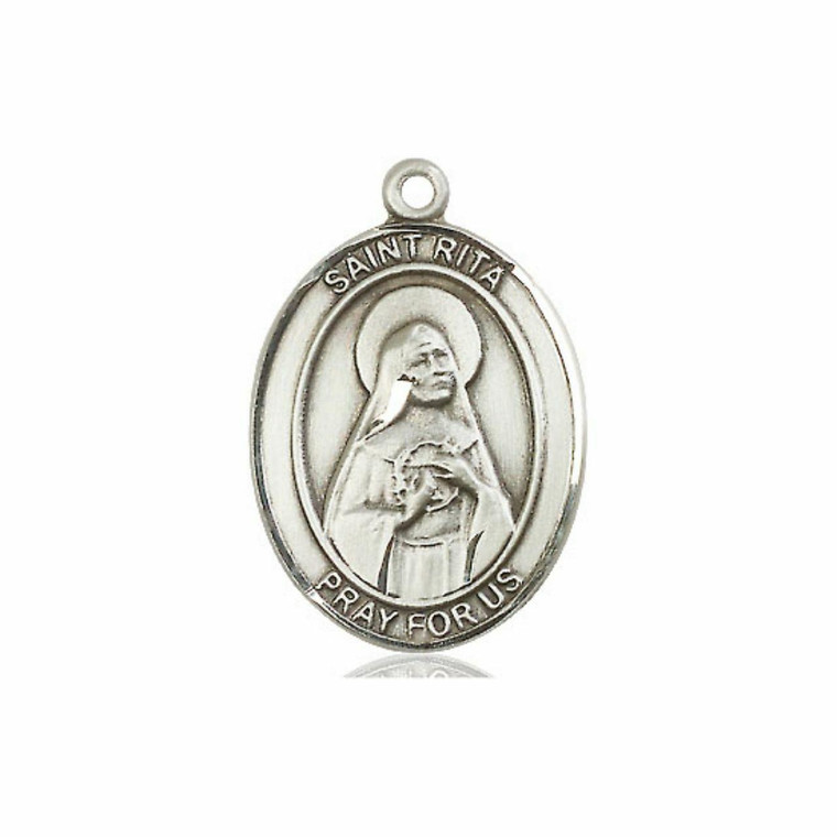 St Rita Medal - Sterling Silver Oval Pendant 3 Sizes
