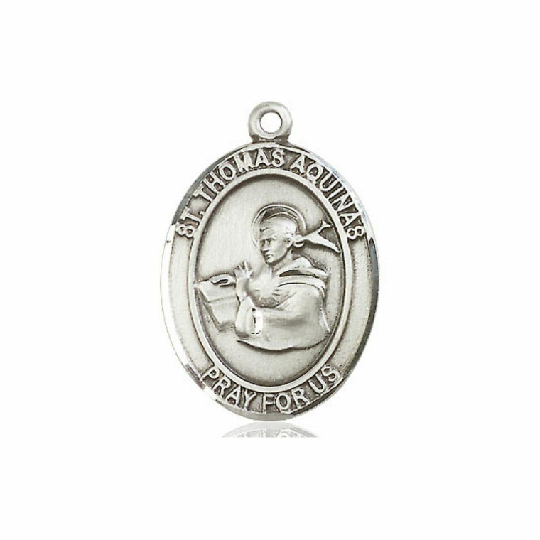 St Thomas Aquinas Medal - Sterling Silver Oval Pendant 3 Sizes
