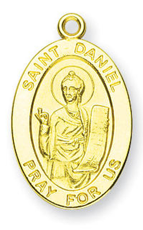St Daniel Medal With 14KT Jump Ring - Boxed - 14kt Gold 7/8 x 1/2 Oval Pendant A9239