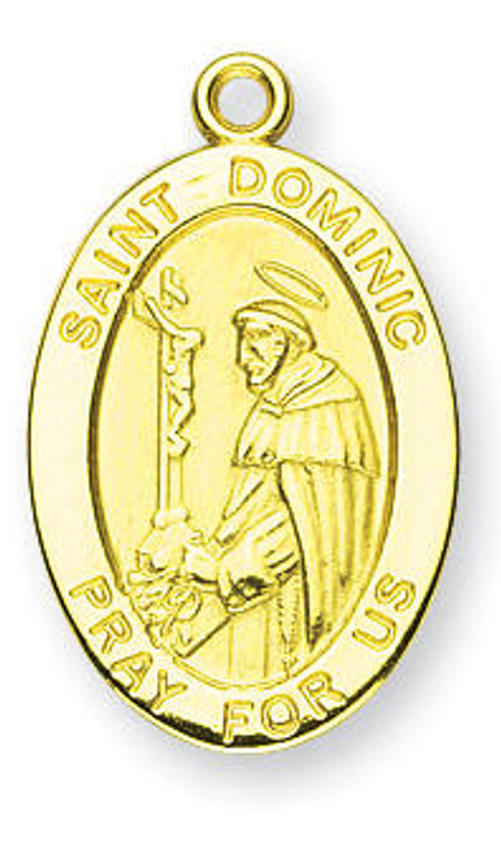 St Dominic Medal With 14KT Jump Ring - Boxed - 14kt Gold 7/8 x 1/2 Oval Pendant A9243