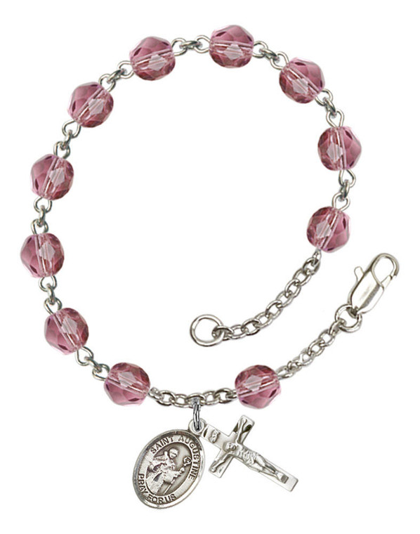 St Augustine Rosary Bracelet With 6MM Fire Polished Beads RB6000AMS9007