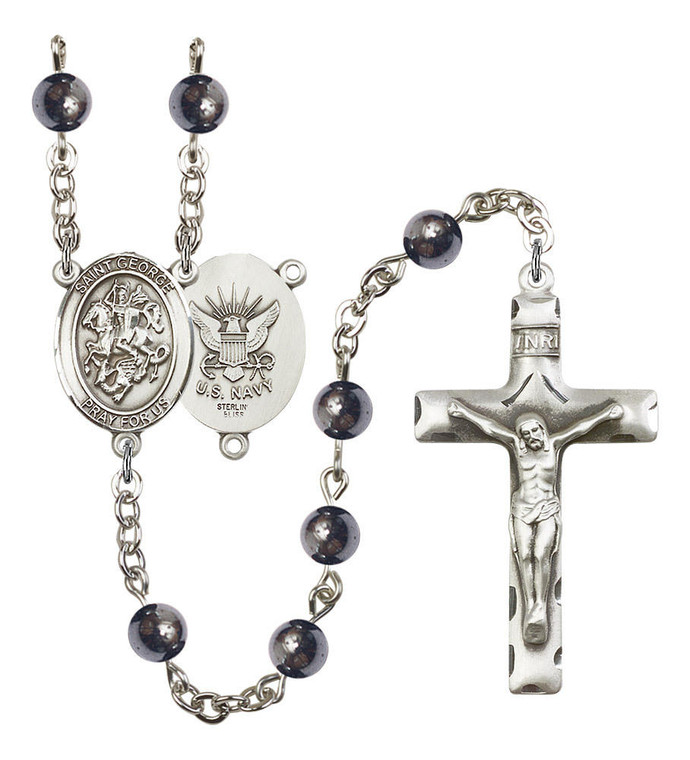 St George / Navy Rosary - 7 Bead Options 8040SS6