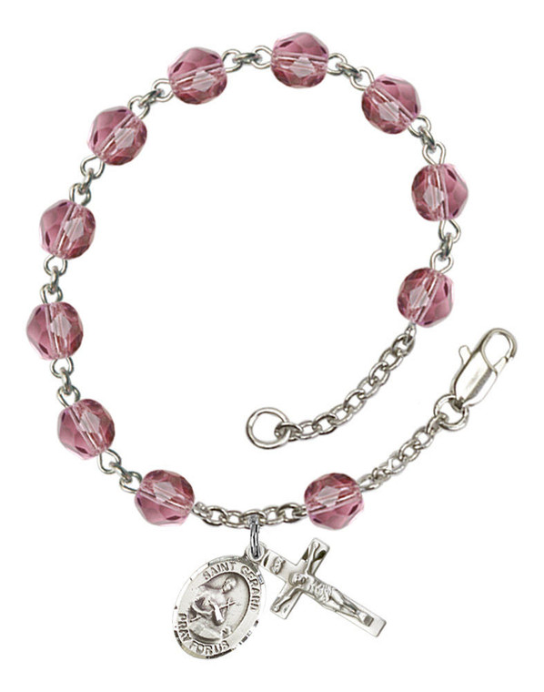 St Gerard Majella Rosary Bracelet With 6MM Fire Polished Beads RB6000AMS9042