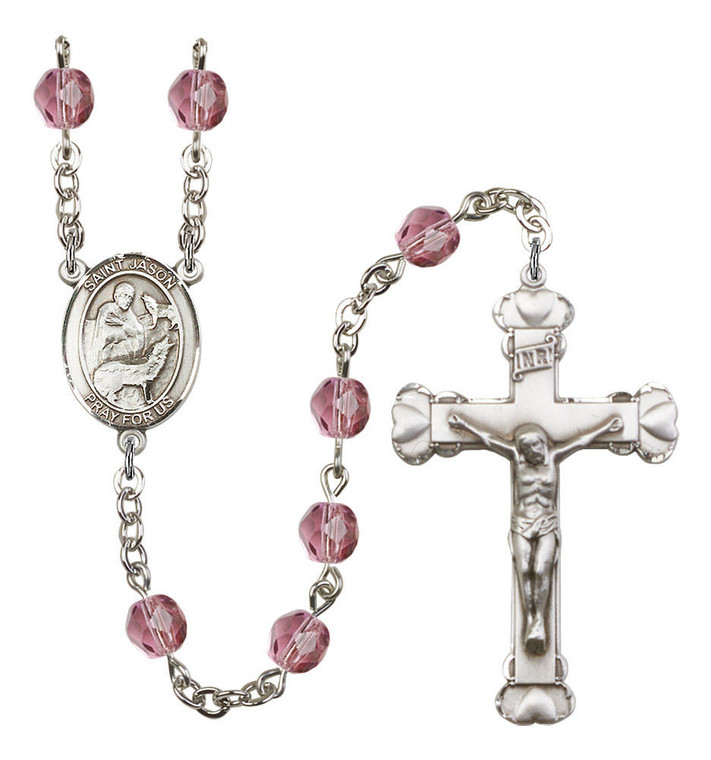 St Jason Rosary - 6MM Fire Polished Beads 8051SS