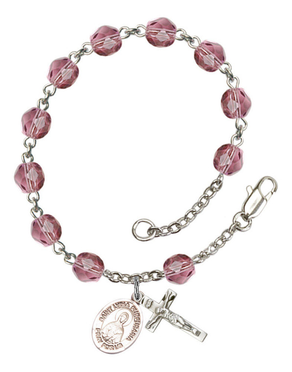 St Lydia Purpuraria Rosary Bracelet With 6MM Fire Polished Beads RB6000AMS9411