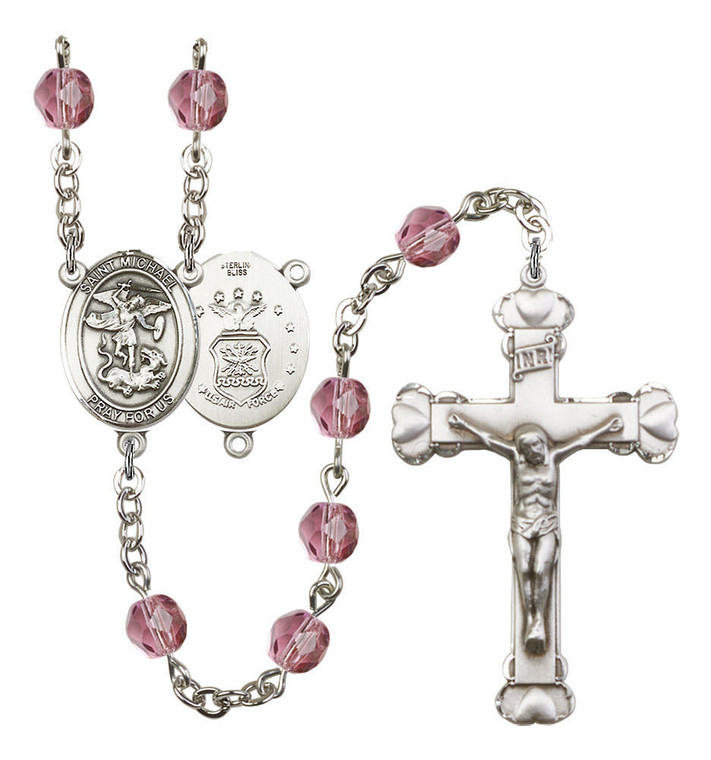 St Michael / Air Force Rosary - 6MM Fire Polished Beads 8076S1SS
