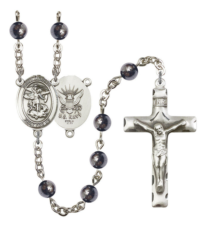 St Michael / Navy Rosary - 7 Bead Options 8076S6SS