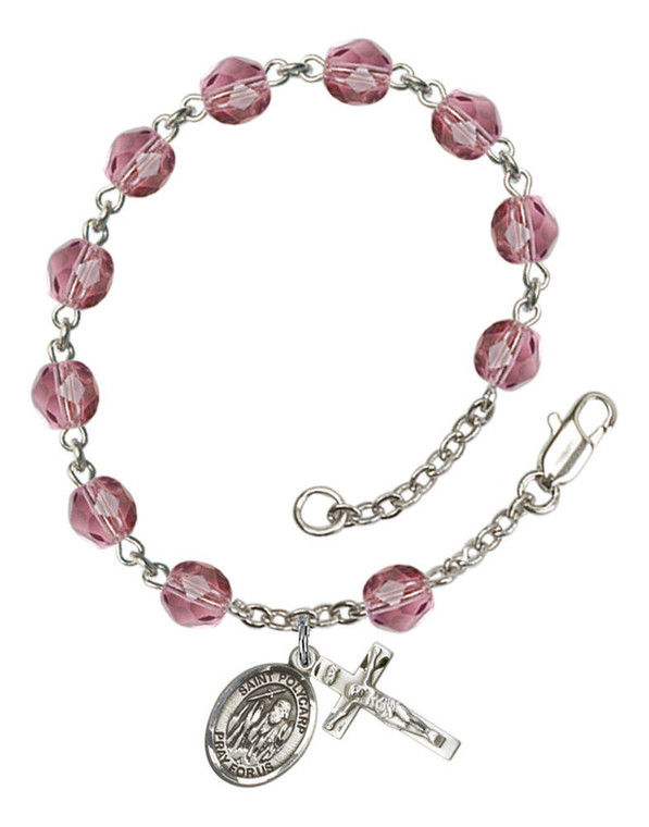 St Polycarp of Smyrna Rosary Bracelet With 6MM Fire Polished Beads RB6000AMS9363
