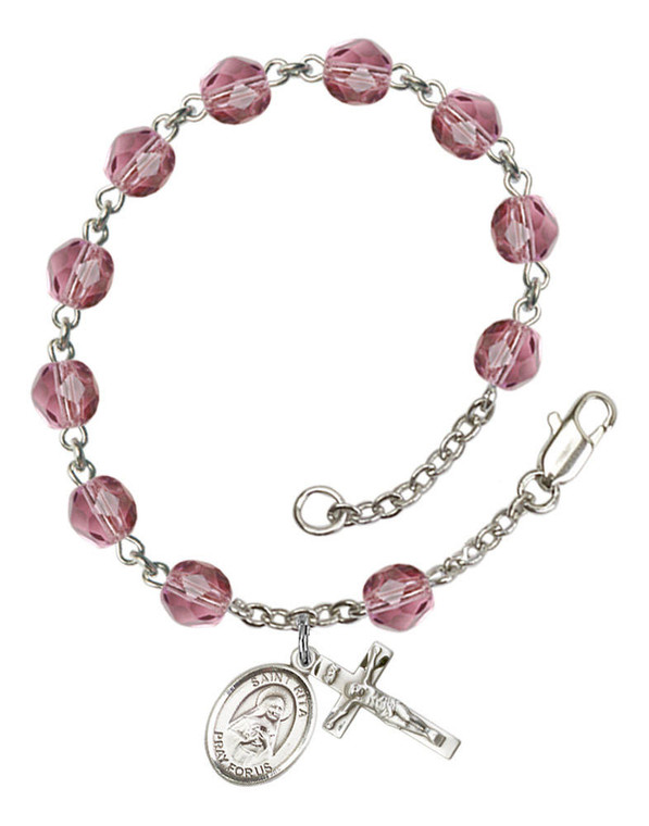 St Rita of Cascia Rosary Bracelet With 6MM Fire Polished Beads RB6000AMS9094