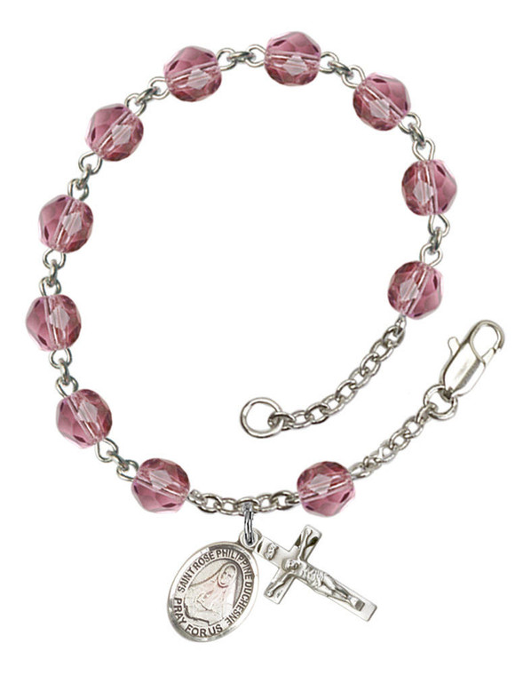 St Rose Philippine Duchesne Rosary Bracelet With 6MM Fire Polished Beads RB6000AMS9371
