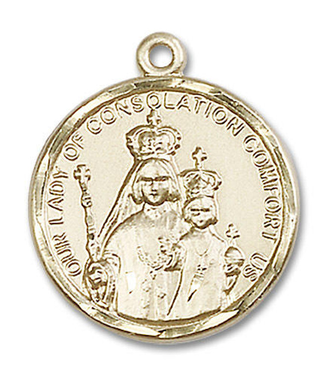 Our Lady of Consolation Medal - 14kt Gold 7/8 x 3/4 Oval Pendant 0038