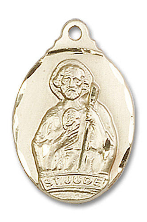 St Jude Medal - 14kt Gold 7/8 x 1/2 Oval Pendant 0599J