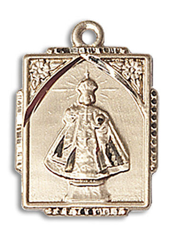 Infant of Prague Medal - 14kt Gold 3/4 x 1/2 Rectangular Pendant 0804I