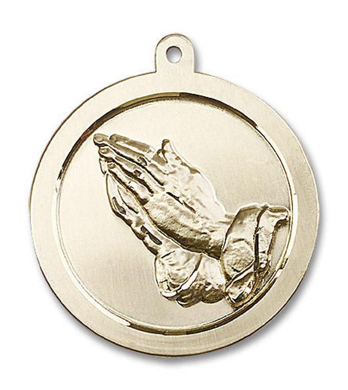 Praying Hand Medal - 14kt Gold 1 5/8 x 1 3/8 Pendant 2031