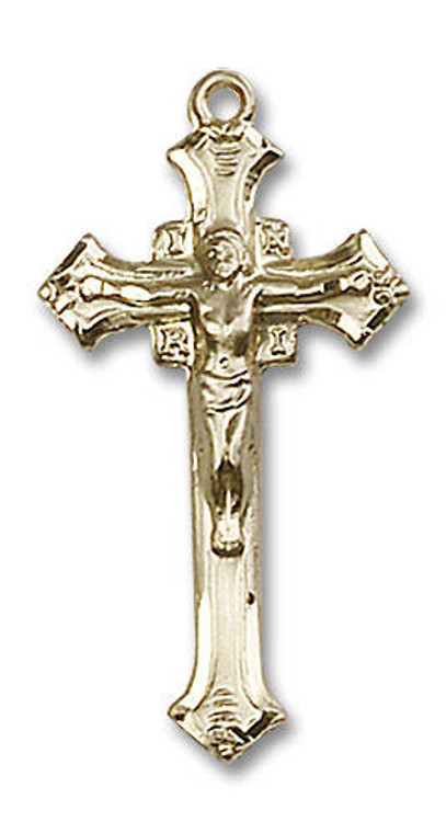 Embellished Large Crucifix Pendant - 14kt Gold 1 1/8 x 5/8 2187