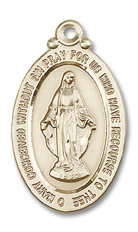 Large Miraculous Medal - 14kt Gold 1 1/8 x 5/8 Oval Pendant 4145M Large Miraculous Medal - 14kt Gold 1 1/8 x 5/8 Oval Pendant 4145M