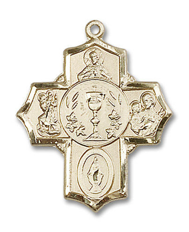 Communion 5-Way Medal - 14kt Gold Pendant 2 Sizes