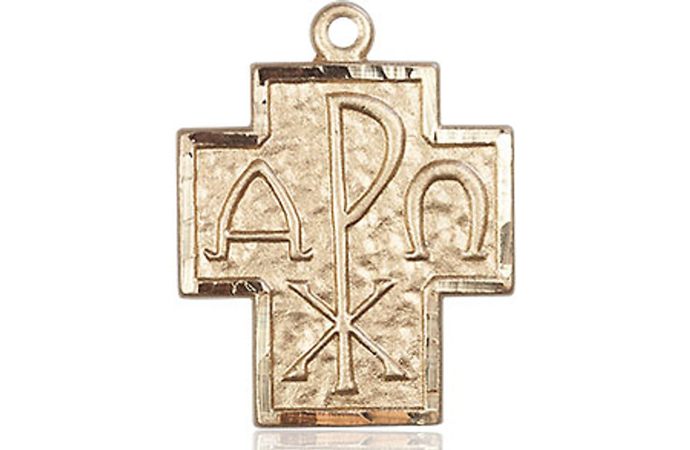 Alpha & Omega Cross Pendant - 14kt Gold 7/8" x 3/4"