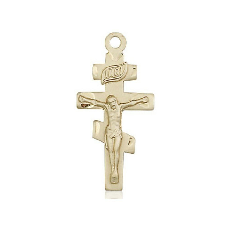 Large Orthodox Crucifix Pendant - 14kt Gold 1 x 1/2 5424