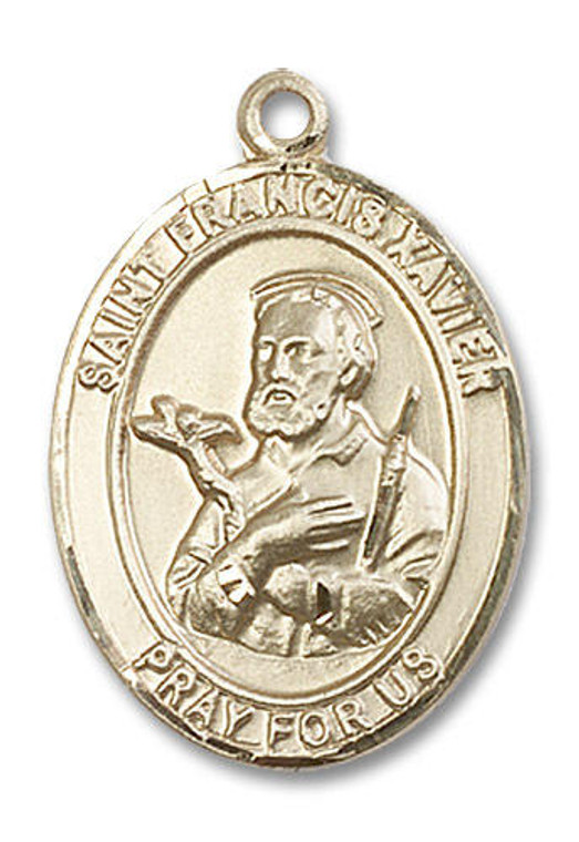 St Francis Xavier Medal - 14kt Gold Oval Pendant 3 Sizes