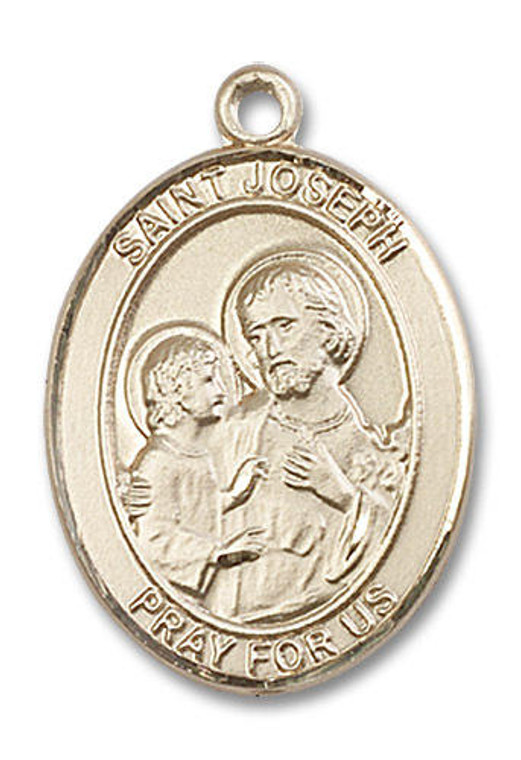 St Joseph Medal - 14kt Gold Oval Pendant 3 Sizes