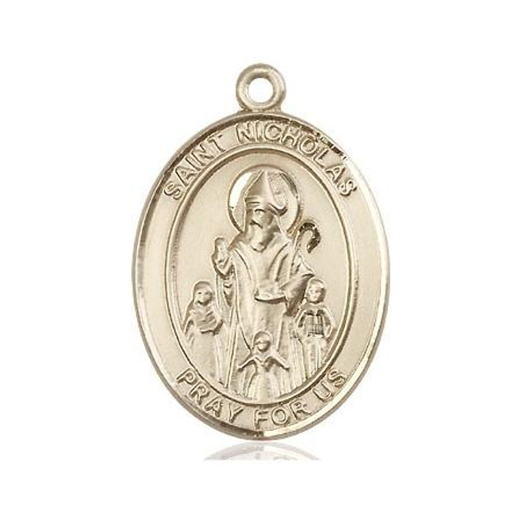 St Nicholas Medal - 14kt Gold Oval Pendant 3 Sizes