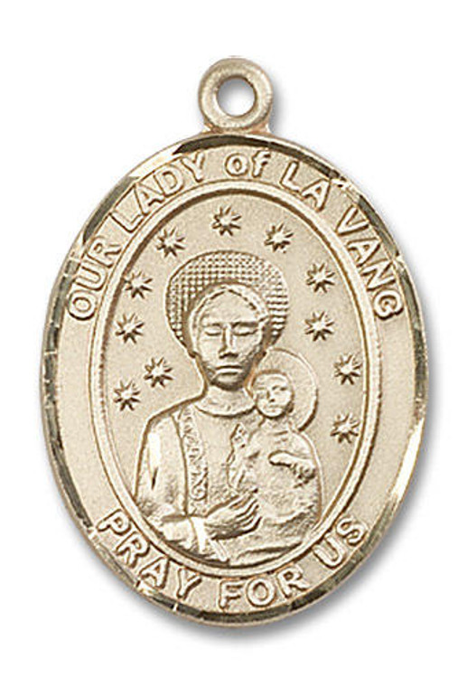 Our Lady of La Vang Medal - 14kt Gold Oval Pendant 3 Sizes