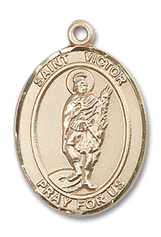 St Victor Medal - 14kt Gold Oval Pendant 3 Sizes