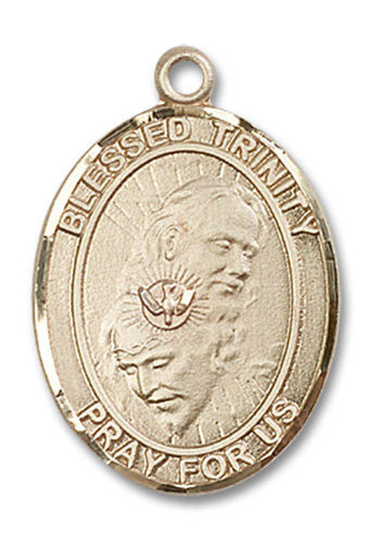 Blessed Trinity Medal - 14kt Gold Oval Pendant 3 Sizes
