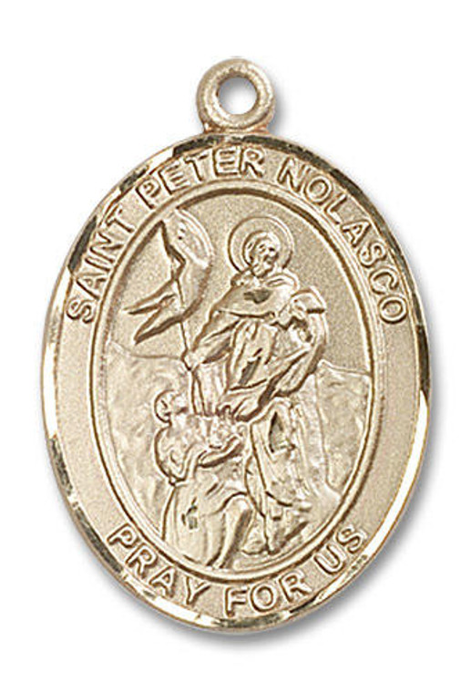 St Peter Nolasco Medal - 14kt Gold Oval Pendant 3 Sizes
