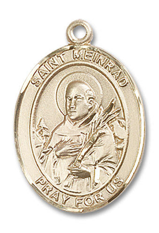 St Meinrad Medal - 14kt Gold Oval Pendant 3 Sizes