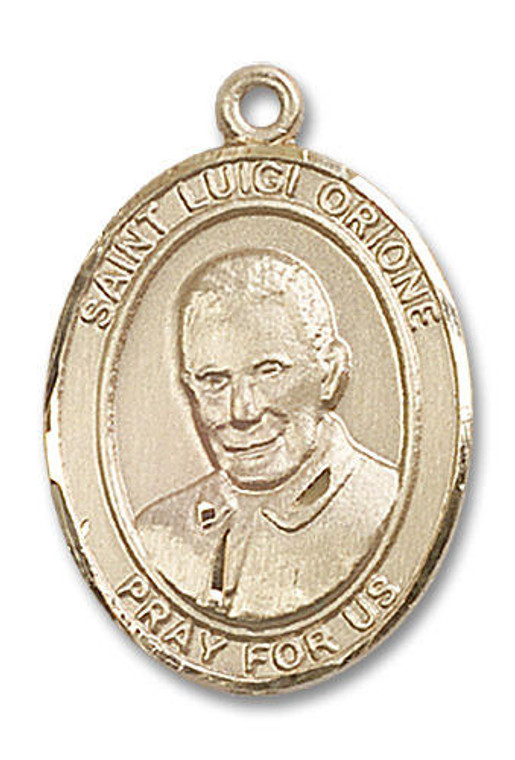 St Luigi Orione Medal - 14kt Gold Oval Pendant 3 Sizes