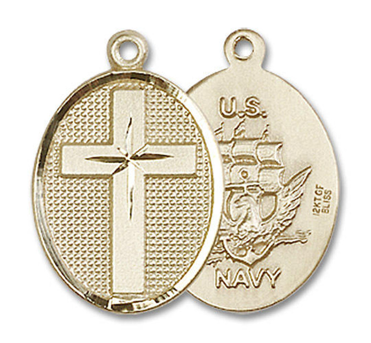 Navy Cross Medal - 14kt Gold 3/4 x 1/2 Oval Pendant 0883
