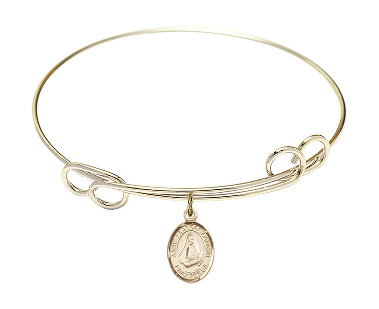 St Frances Cabrini Double Loop Bangle Bracelet - Gold-Filled Charm 9011GF
