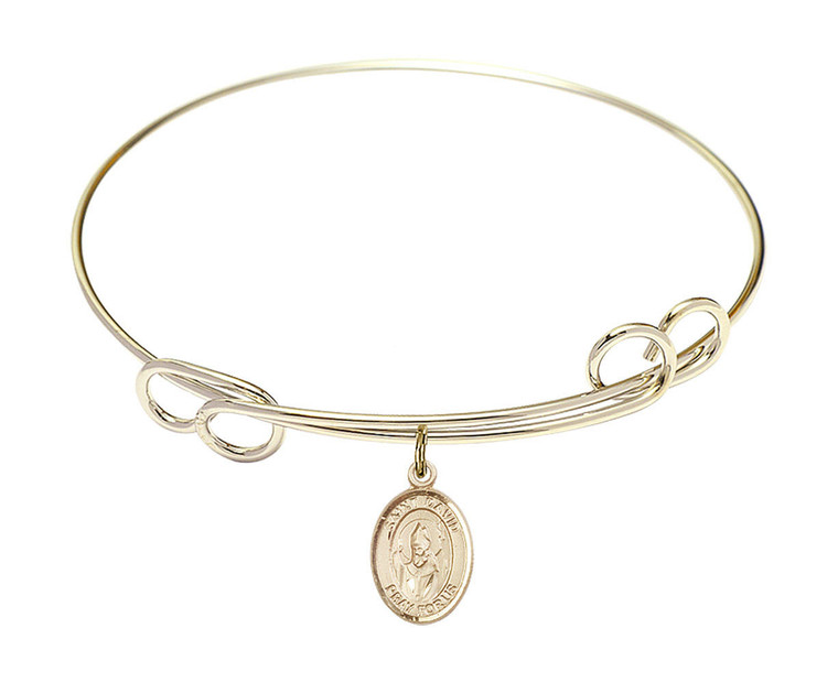 St David of Wales Double Loop Bangle Bracelet - Gold-Filled Charm 9027GF