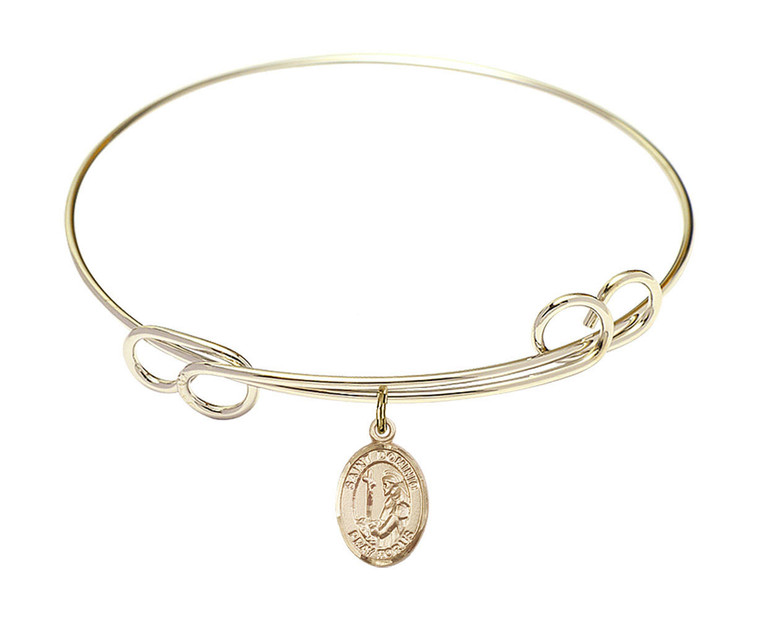 St Dominic De Guzman Double Loop Bangle Bracelet - Gold-Filled Charm 9030GF
