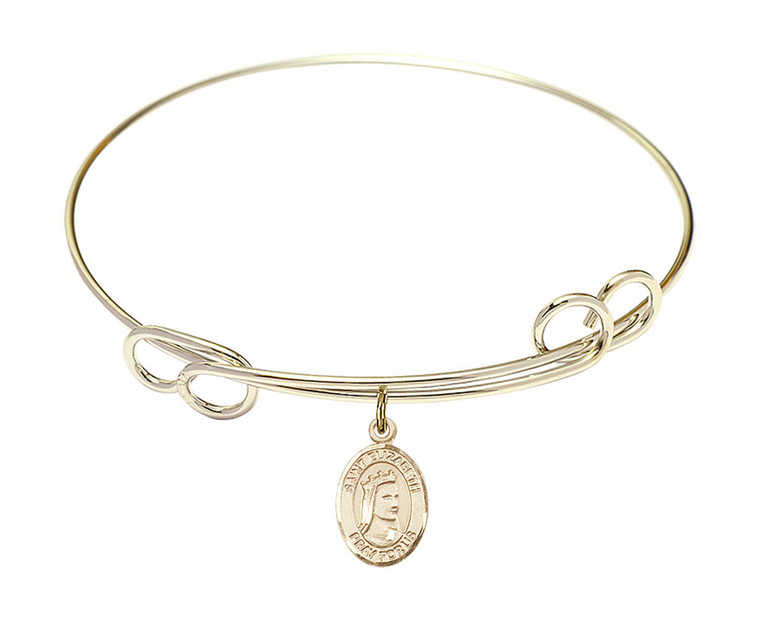 St Elizabeth of Hungary Double Loop Bangle Bracelet - Gold-Filled Charm 9033GF