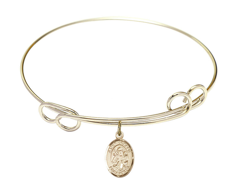 St Joseph Double Loop Bangle Bracelet - Gold-Filled Charm 9058GF