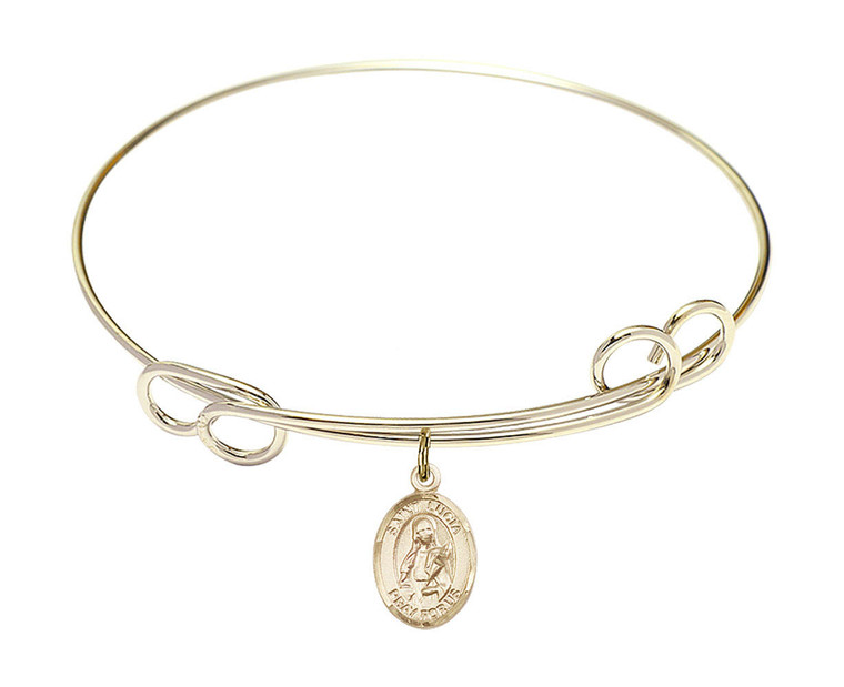 St Lucian of Syracuse Double Loop Bangle Bracelet - Gold-Filled Charm 9065GF