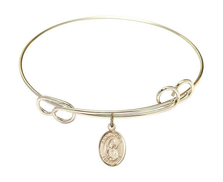 St Monica Double Loop Bangle Bracelet - Gold-Filled Charm 9079GF