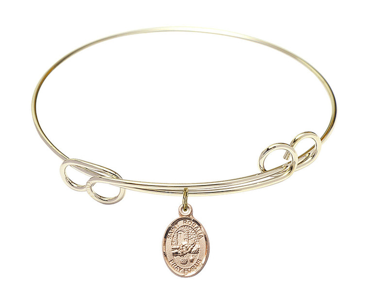 St Rosalia Double Loop Bangle Bracelet - Gold-Filled Charm 9309GF