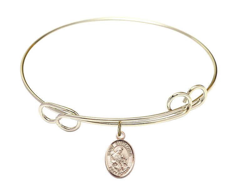St Eustachius Double Loop Bangle Bracelet - Gold-Filled Charm 9356GF