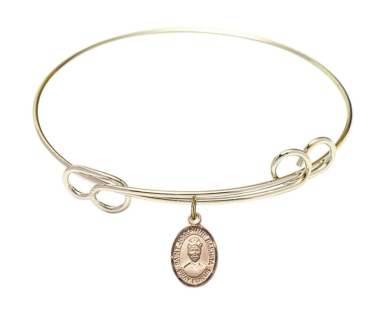 St Josephine Bakhita Double Loop Bangle Bracelet - Gold-Filled Charm 9360GF
