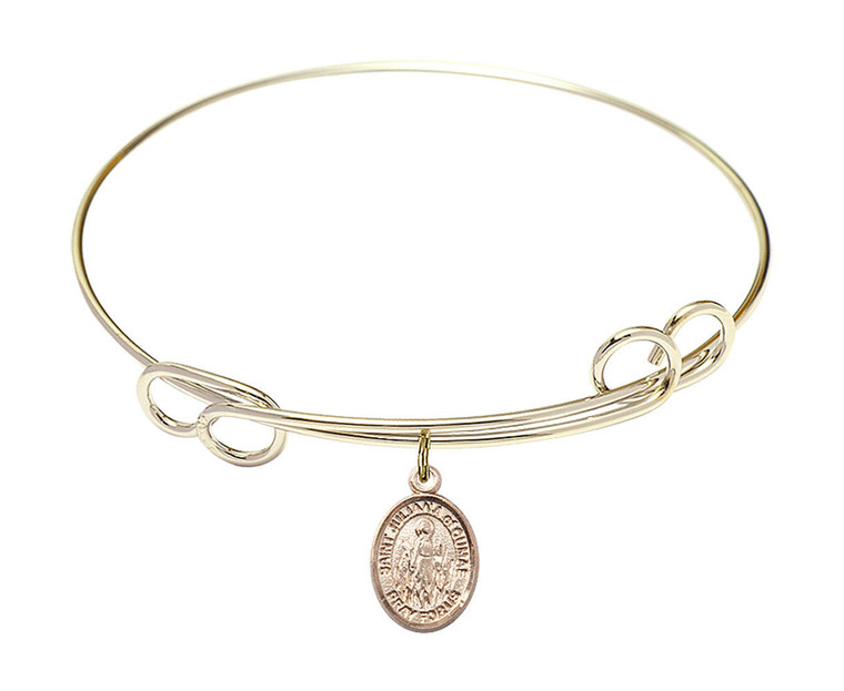 St Julianan of Cumae Double Loop Bangle Bracelet - Gold-Filled Charm 9372GF