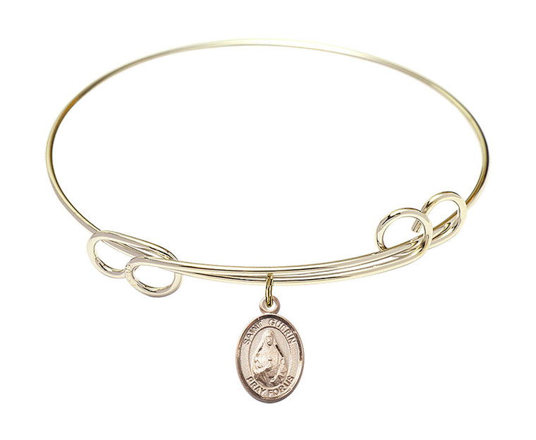 St Theodora Double Loop Bangle Bracelet - Gold-Filled Charm 9382GF