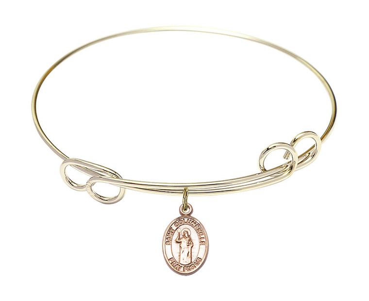 St Columbkille Double Loop Bangle Bracelet - Gold-Filled Charm 9399GF