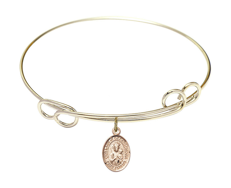 Our Lady of Czestochowa Double Loop Bangle Bracelet - Gold-Filled Charm 9421GF